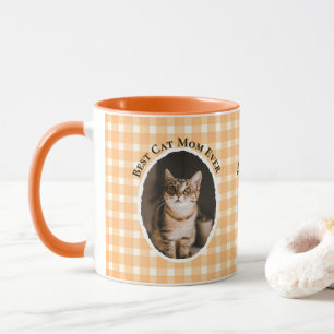 Best Cat Mom Ever Custom Funny Cute 2 Pet Photos  Mug