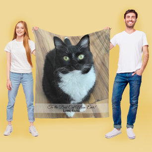Best Cat Mom Ever Custom Photo and Text Fleece Blanket