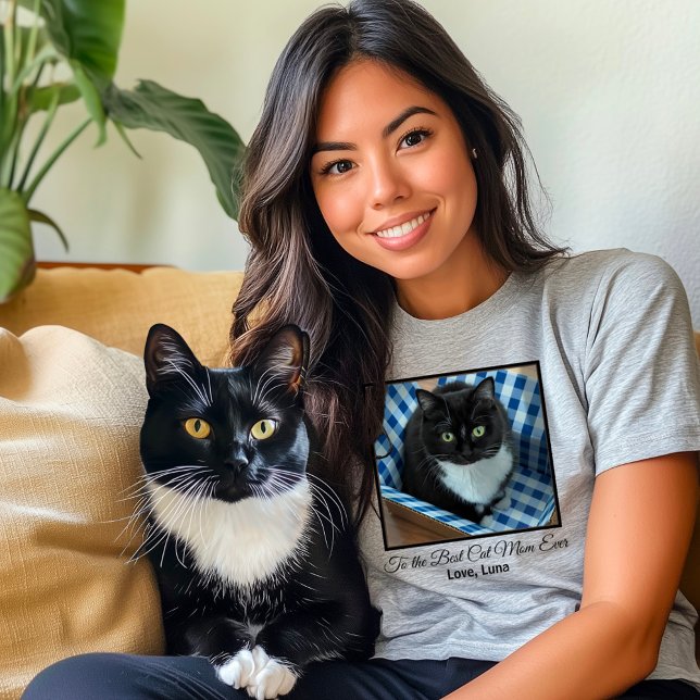 Best Cat Mom Ever Custom Photo and Text T-Shirt (Creator Uploaded)