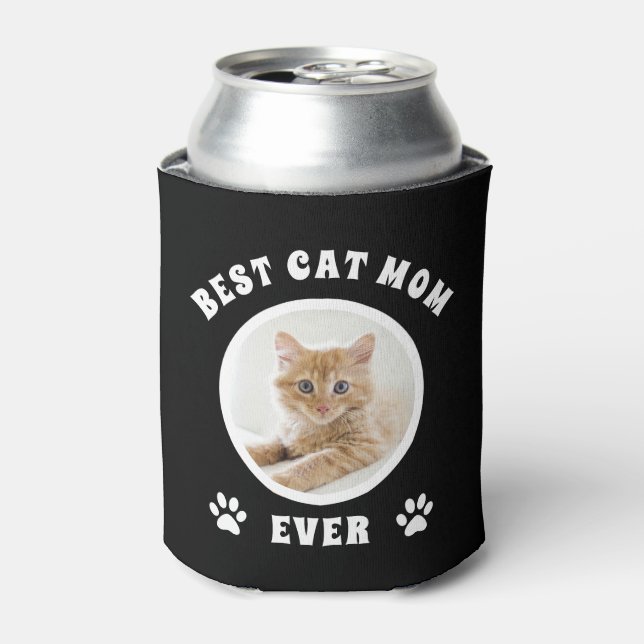 Best Cat Mom Ever Custom Photo Personalized Can Cooler (Can Front)