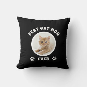 Best Cat Mom Ever Custom Photo Personalized Throw Pillow