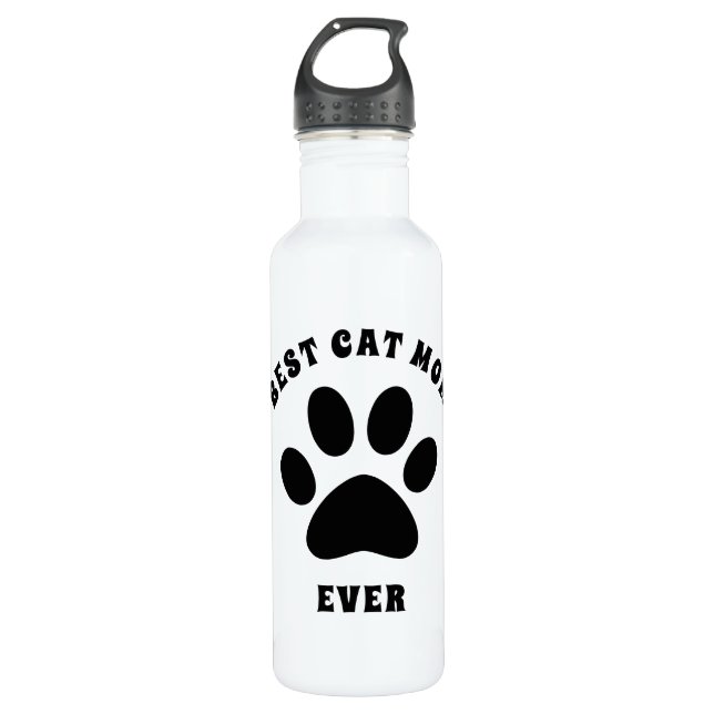Best Cat Mom Ever Custom Text Personalized 710 Ml Water Bottle (Front)