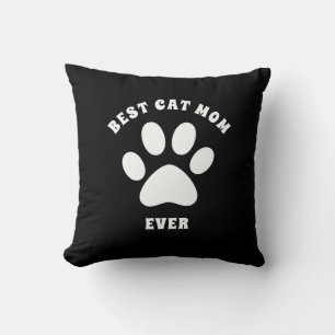 Best Cat Mom Ever Custom Text Personalized Throw Pillow