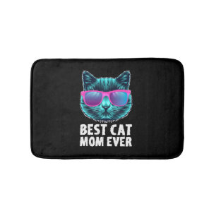 Best Cat Mom Ever Cute Funny Glasses Bath Mat