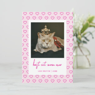 Best Cat Mom Ever Cute Hearts Photo Mothers Day Card