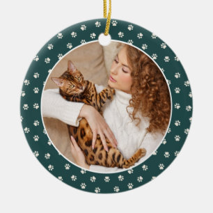 Best Cat Mom Ever from Pet Paw Pattern Frame Photo Ceramic Ornament
