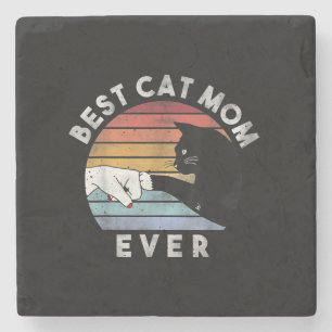 Best Cat Mom Ever Funny Cat Mom Gift Stone Coaster
