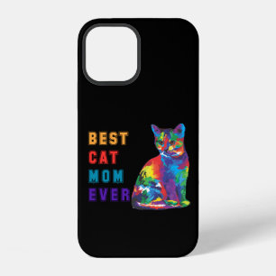 Best Cat Mom Ever Happy Colourful Cat Lover iPhone 12 Case