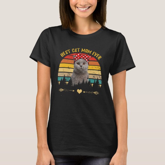 Best Cat Mom Ever Happy Mother S Day Scottish Fold T-Shirt (Front)