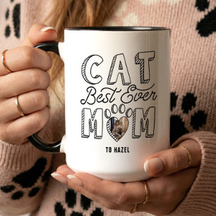 Best Cat Mom Ever Heart Paw Print Pet Photo Mug