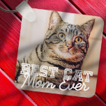 Best Cat Mom Ever Modern Custom Pet Photo Keychain<br><div class="desc">This simple and classic design is composed of serif typography and add a custom photo</div>