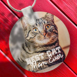 Best Cat Mom Ever Modern Custom Pet Photo Keychain<br><div class="desc">This simple and classic design is composed of serif typography and add a custom photo</div>