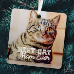 Best Cat Mom Ever Modern Custom Pet Photo Metal Ornament<br><div class="desc">This simple and classic design is composed of serif typography and add a custom photo</div>