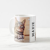 Best Cat Mom Ever Modern Custom Photo and Cat Name Coffee Mug (Front Left)