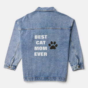 Best Cat Mom Ever Mother's Day Paw Print Denim Jacket