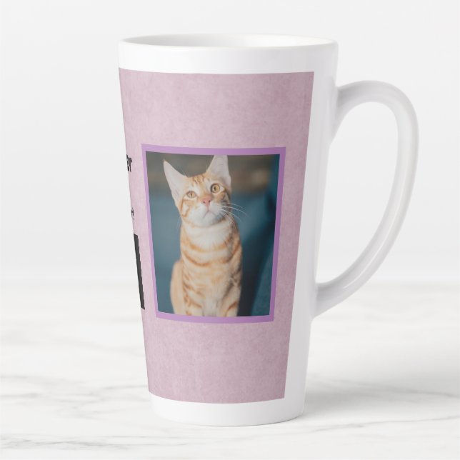Best Cat Mom Ever | Name/Photos Pink Latte Mug (Right)