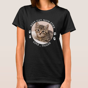 Best Cat Mom Ever Paw Prints Custom Cute Pet Photo T-Shirt