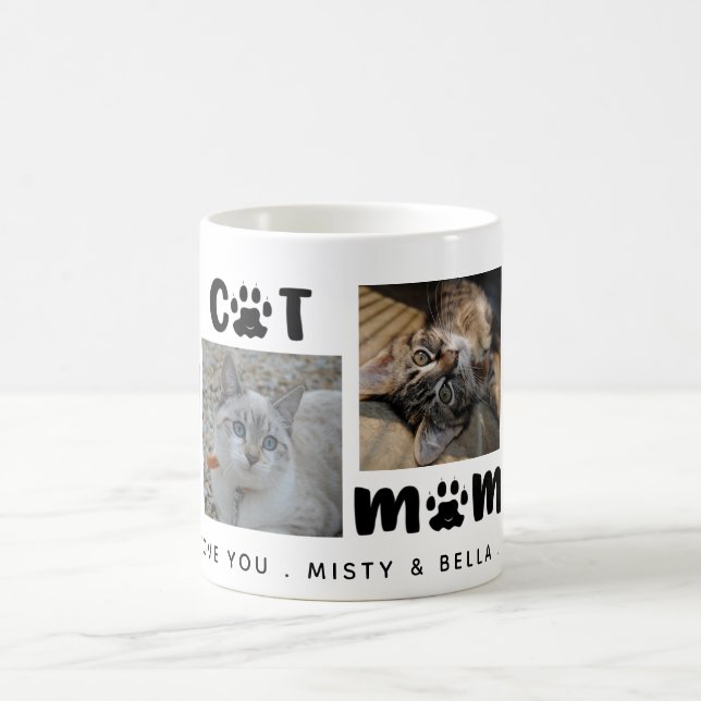 BEST CAT MOM EVER Photo Collage Personalized Coffee Mug (Center)