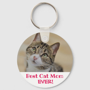 Best Cat Mom Ever Photo Keychain