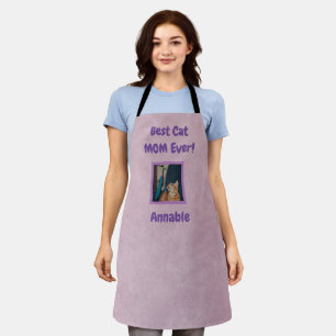 Best Cat Mom Ever   photo/name Pink Apron