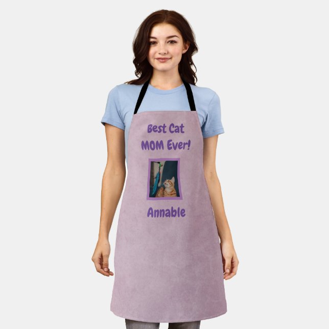 Best Cat Mom Ever | photo/name Pink Apron (Worn)