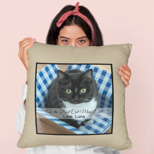 Best Cat Mom Ever Photo Throw Pillow