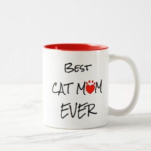 Best Cat Mom Ever Quote Photo Personalised Heart Two-Tone Coffee Mug