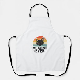 Best Cat Mom Ever Retro Cat Face Vintage Design_1 Apron
