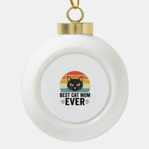 Best Cat Mom Ever Retro Cat Face Vintage Design_1 Ceramic Ball Christmas Ornament