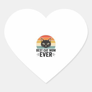Best Cat Mom Ever Retro Cat Face Vintage Design_1 Heart Sticker