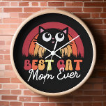 Best Cat Mom Ever Retro Vintage Rainbow Forest Clock<br><div class="desc">This simple and vintage design is composed of serif typography.</div>