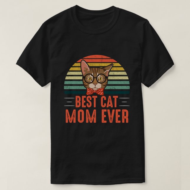 Best Cat MOM Ever Retro Vintage T-Shirt (Design Front)