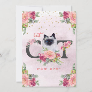 Best Cat Mom Ever Siamese Kitten Mother Day Holiday Card