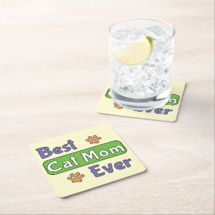 Best Cat Mom Ever Square Paper Coaster