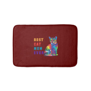 Best cat mom ever text multicolor cute cat lover bath mat