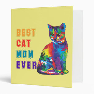 Best cat mom ever text multicolor cute cat lover binder