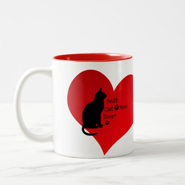 Best Cat Mom Ever Two-Tone Coffee Mug (Left)