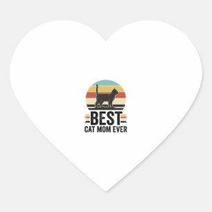 Best Cat Mom Ever Vintage Black Cat Retro Design_1 Heart Sticker