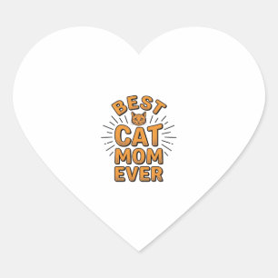 Best Cat Mom Ever Vintage Engraving Design_1 Heart Sticker