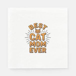 Best Cat Mom Ever Vintage Engraving Design_1 Napkin