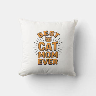 Best Cat Mom Ever Vintage Engraving Design_1 Throw Pillow