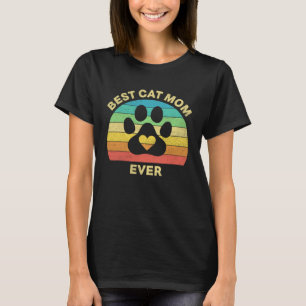 Best Cat Mom Ever Vintage Retro With Cat Paw Mothe T-Shirt