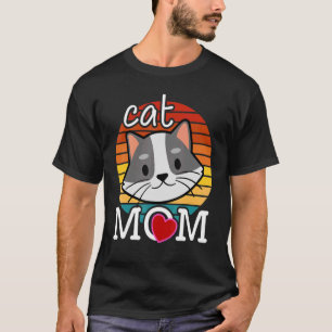 Best Cat Mom Ever Vintage Sunset Retro Cute Cat T-Shirt