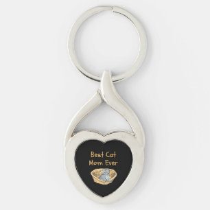 Best Cat Mom Ever Women Cat Lovers Moms Mothers Keychain