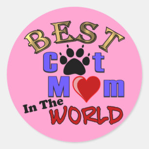Best Cat Mom In The World Gifts for Mother's Day Classic Round Sticker