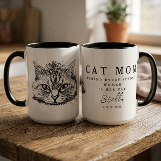 Best Cat Mom Modern Womens Quote Personalized Mug
