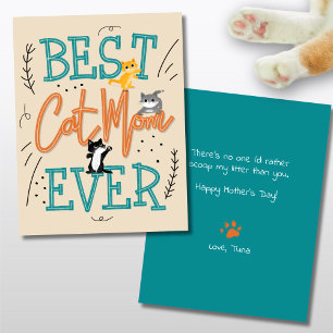 Best Cat Mom Mothers Day  Card