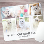 Best Cat Mom Pet Photo Mouse Pad<br><div class="desc">Personalized "Best Cat Mom Ever" 6 Photo Collage Mouse Pad. Celebrate her love and devotion to her feline friends with this custom mouse pad, designed to add a personal and practical touch to her workspace. Best Cat Mom Ever is elegantly displayed at the top in soft grey text, accented with...</div>