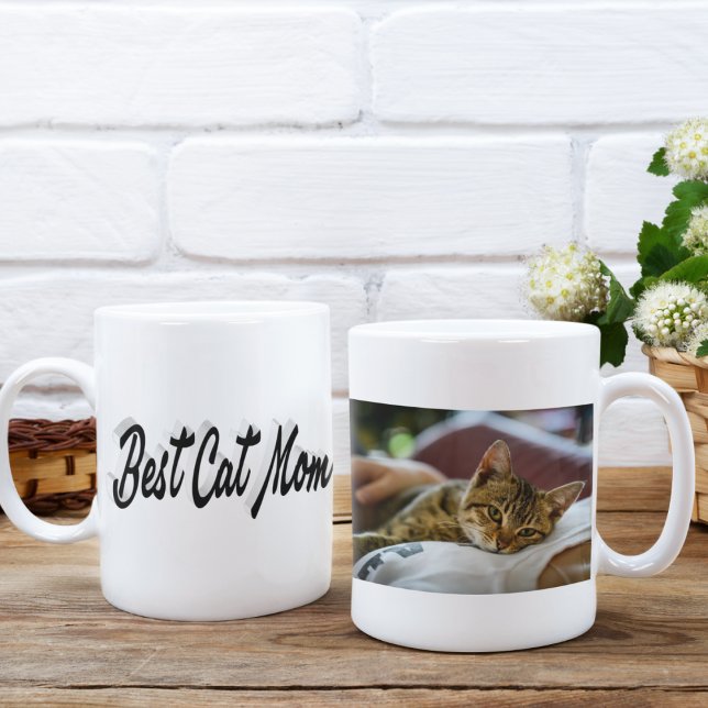 Best Cat Mom Photo Black text  Coffee Mug (Creator Uploaded)