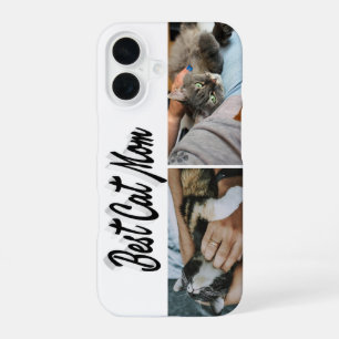 Best Cat Mom Photo Black text iPhone 16 Case